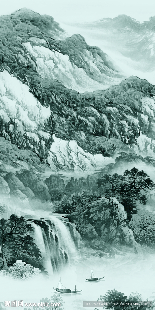 中式 高清画山水图 TIF分层