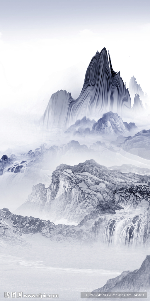 现代 高清画山水图 TIF分层