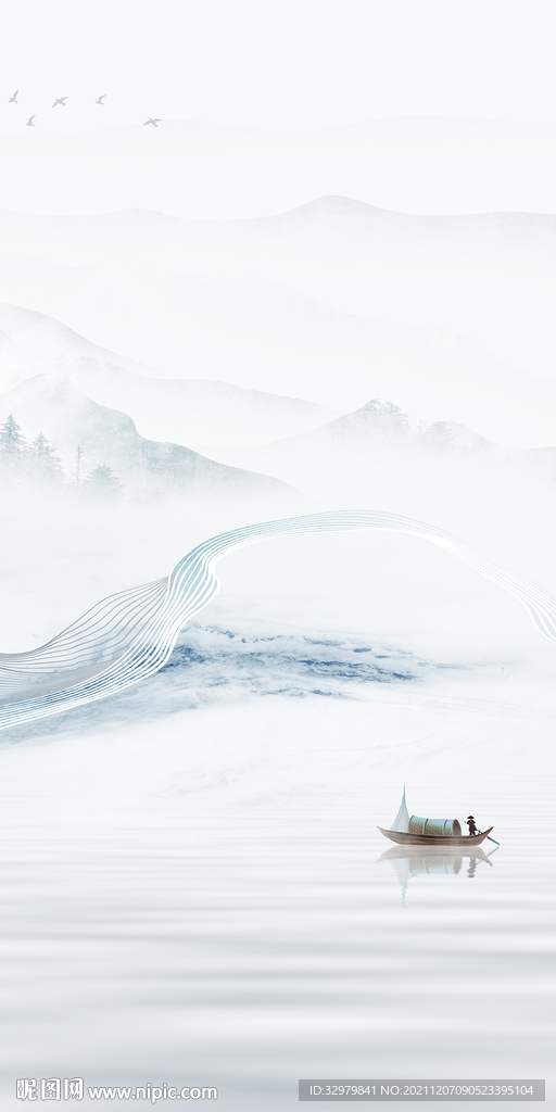 新款玄关画山水 TIF分层 