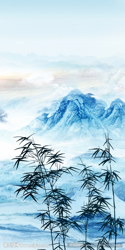 最新玄关画山水 TIF分层 