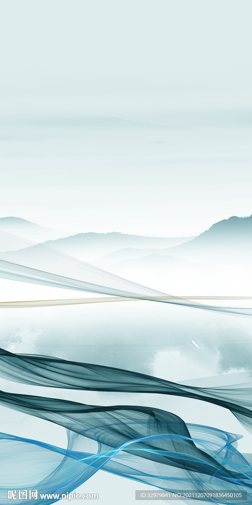 人气 玄关画山水 TIF分层 