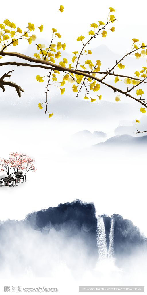 银杏最新玄关山水 TIF分层