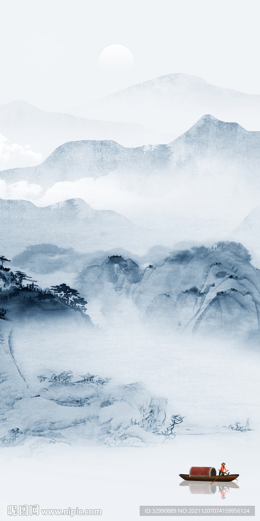 新中式爆款玄关山水 TIF分层