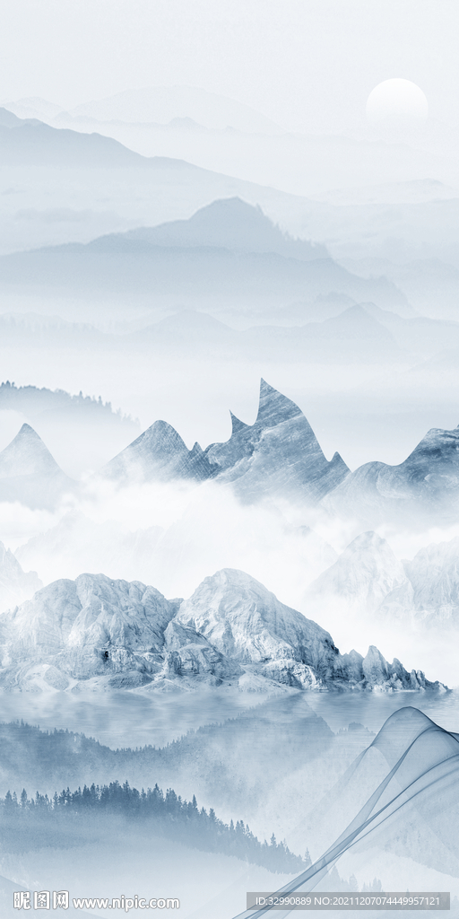 中国风玄关画山水 TIF分层图