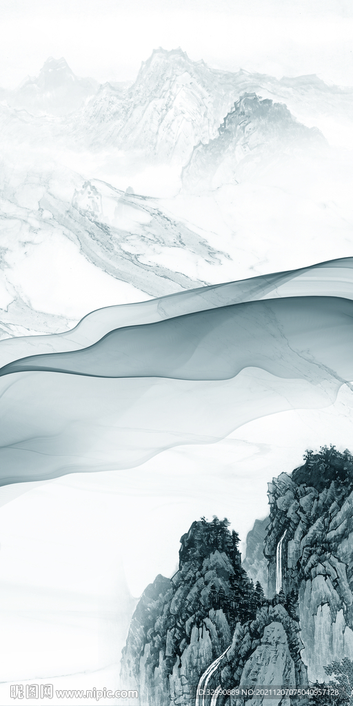 中式玄关画山水 TIF分层图