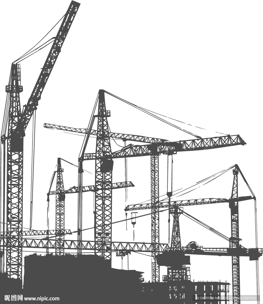 施工塔吊矢量剪影