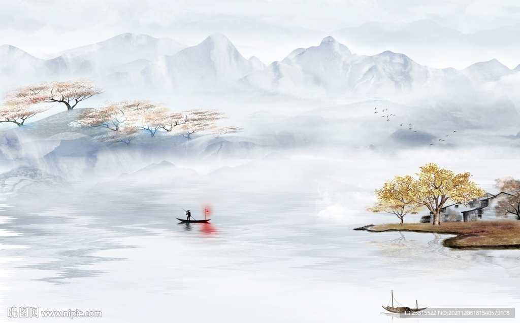 山水新中式背景墙