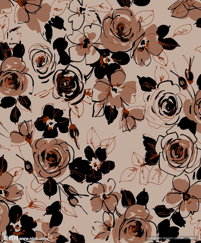 传统色块小碎花