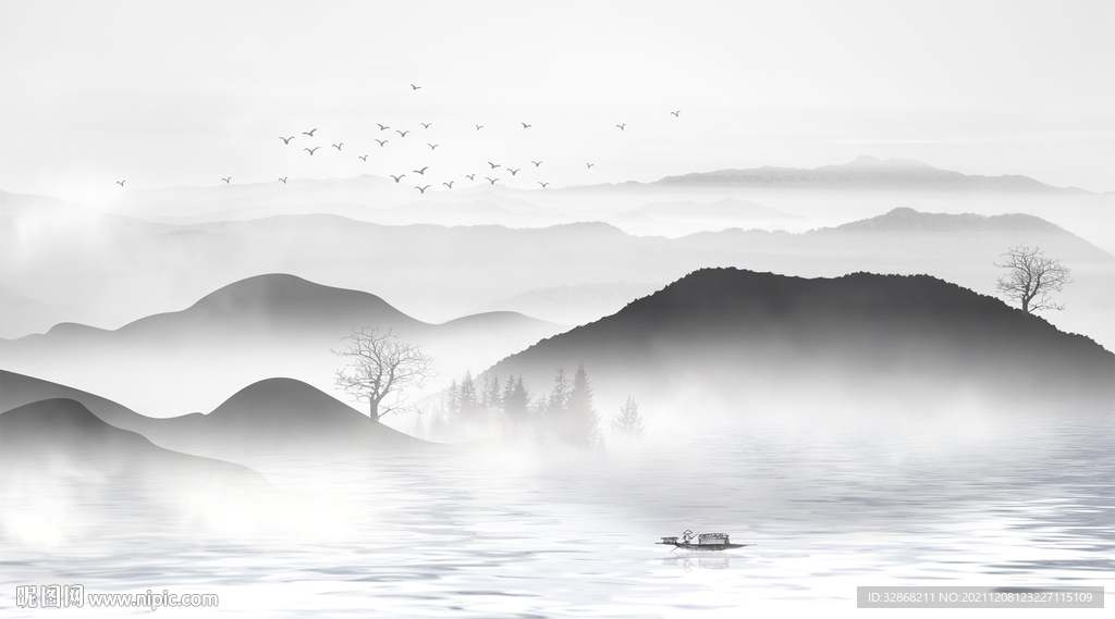 水墨山