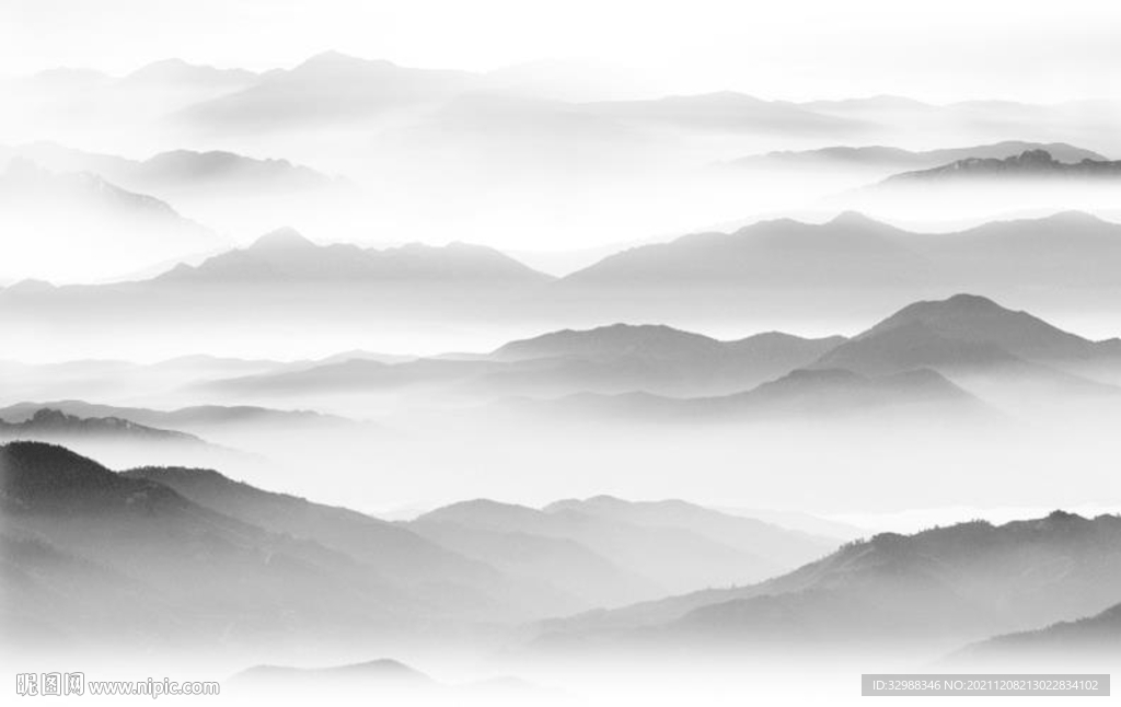 新中式意境山水背景墙图片