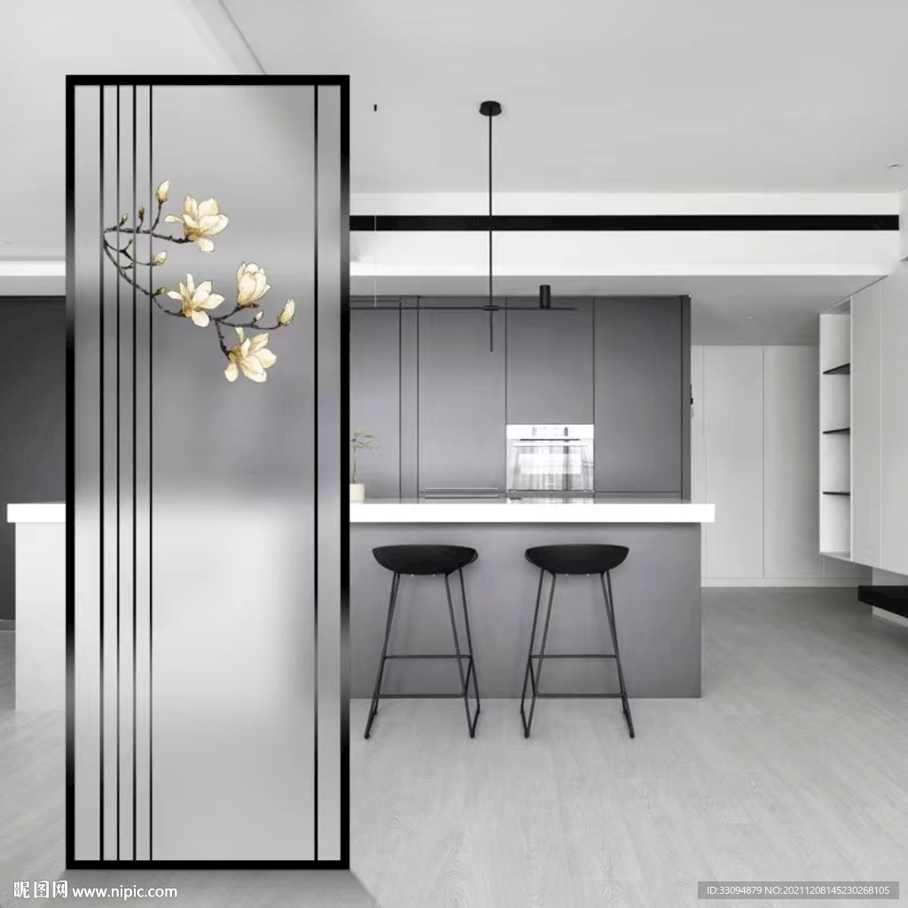 高清分层透明底屏风玻璃打印图