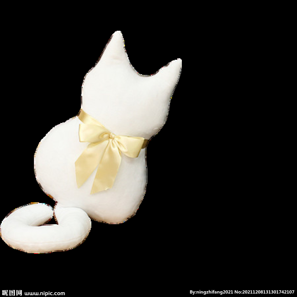 毛绒玩具背影白猫猫