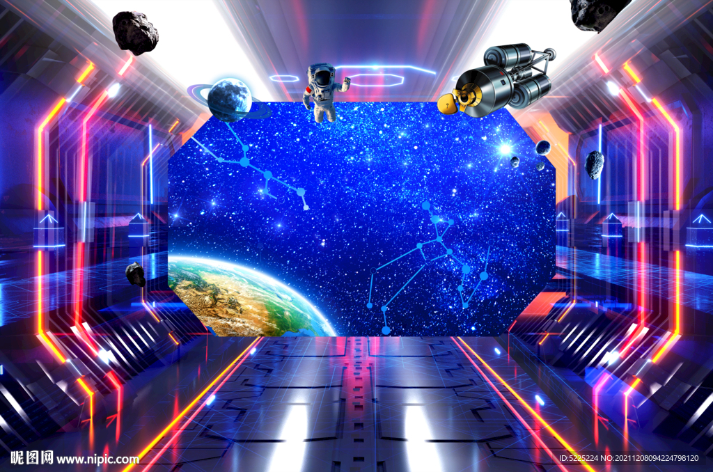 飞船舷窗星球宇宙酒吧KTV背景