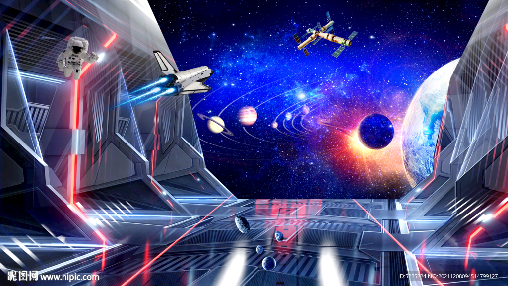 科幻星空背景墙