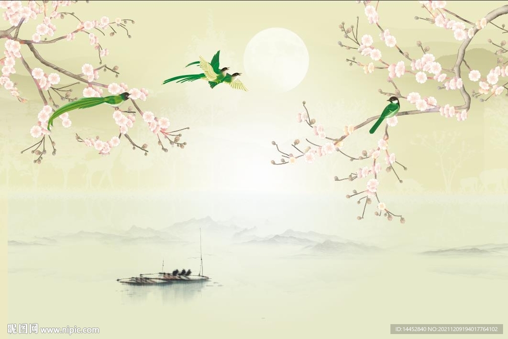 花鸟 水墨 船 山水 新中式