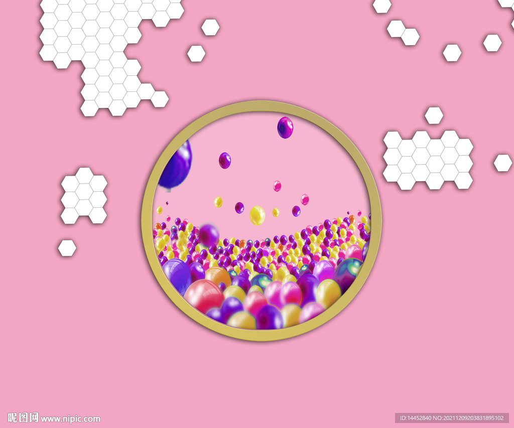 卡通 六边形 气球 圆圈 圆框