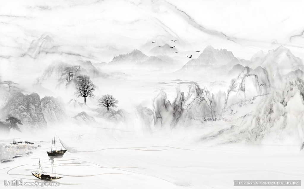 高山流水新中式背景墙