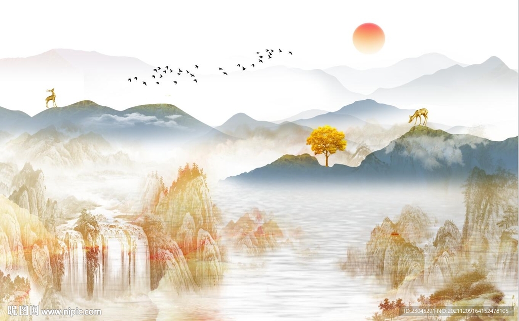 新中式电视背景墙