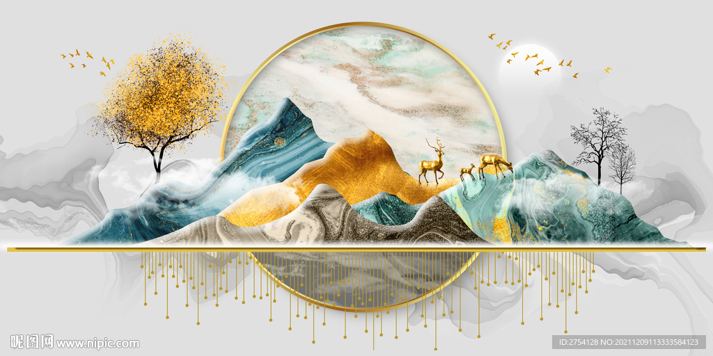 晶瓷画 新中式 麋鹿
