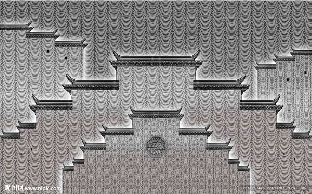 新中式古典装饰立瓦背景墙