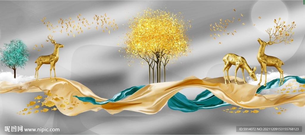 晶瓷画 新中式 麋鹿