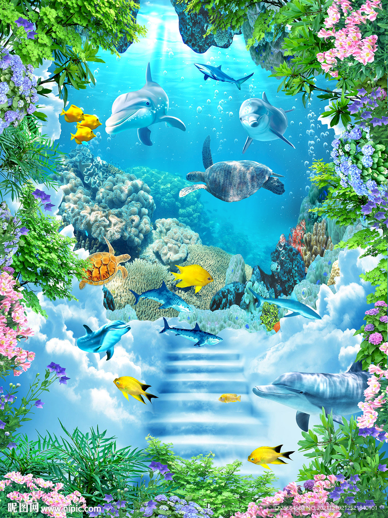 海洋动物天顶壁画