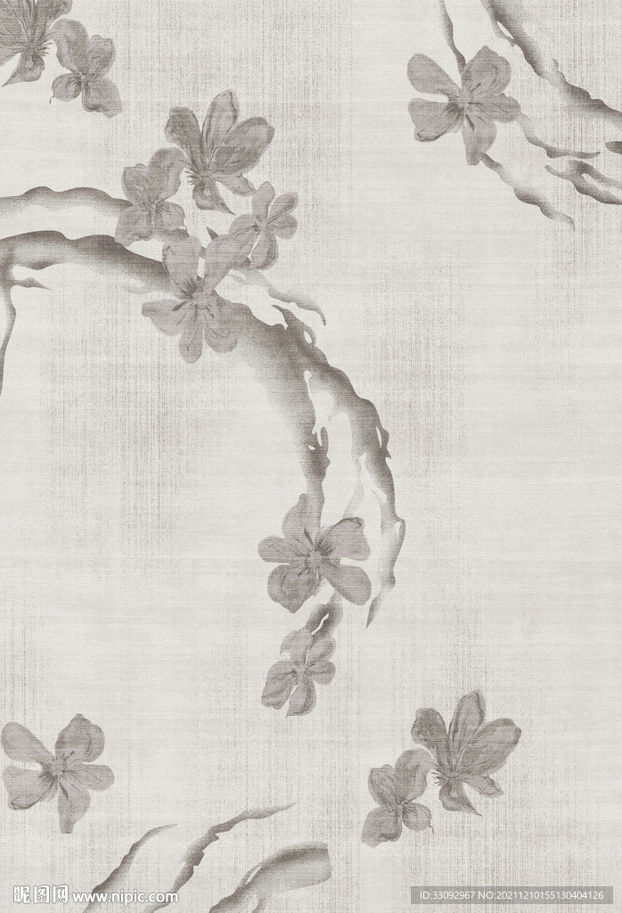 新中式水墨花卉地毯