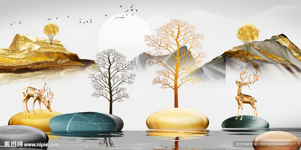 晶瓷画 抽象画 石头