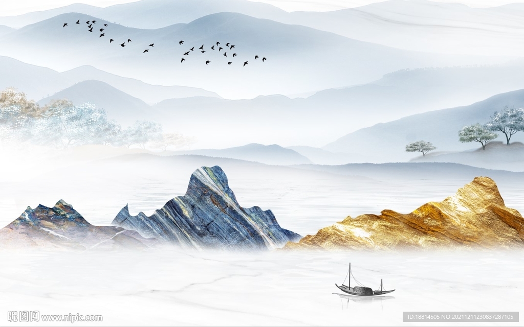 简约现代轻奢新中式背景墙