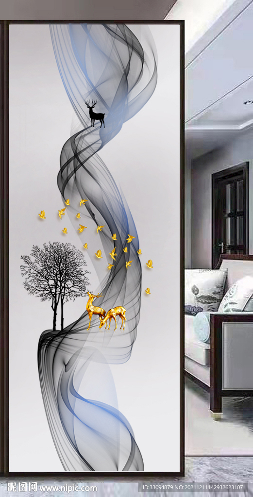 高清分层透明底玄关玻璃打印图