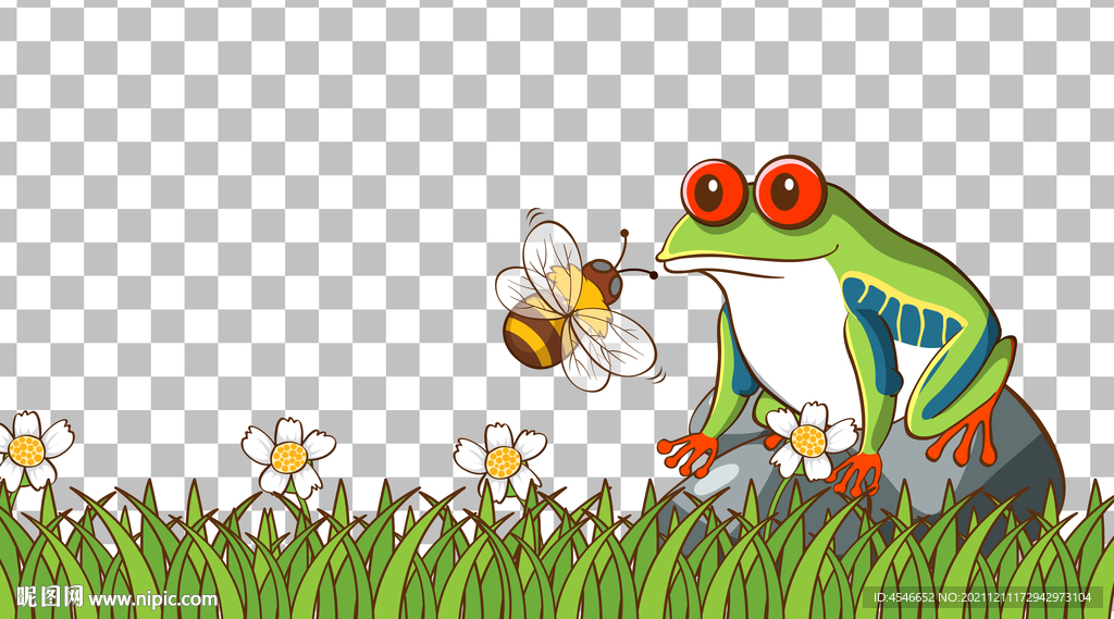 草地上青蛙透明背景