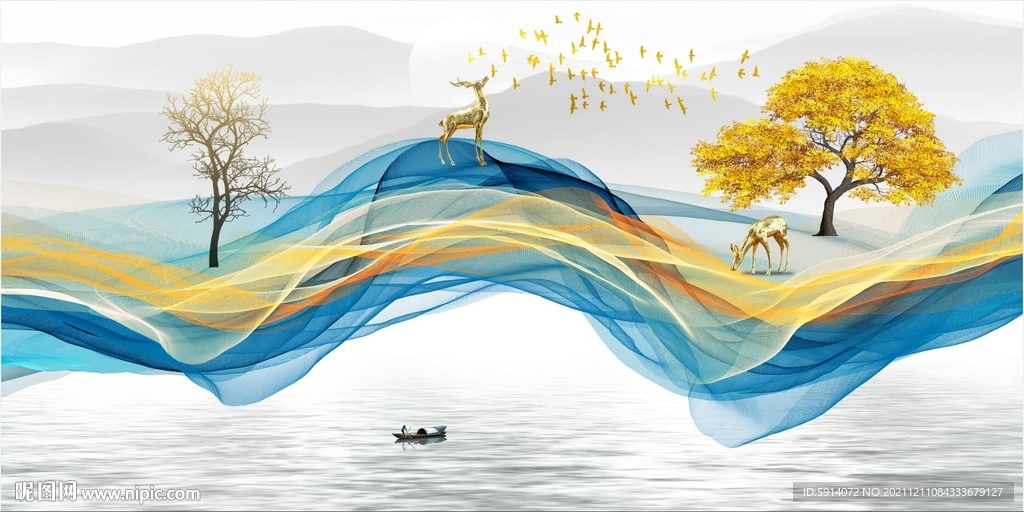 晶瓷画 线条抽象画