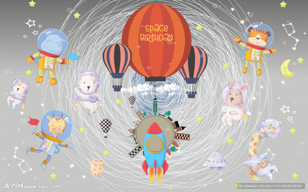 卡通儿童房背景墙