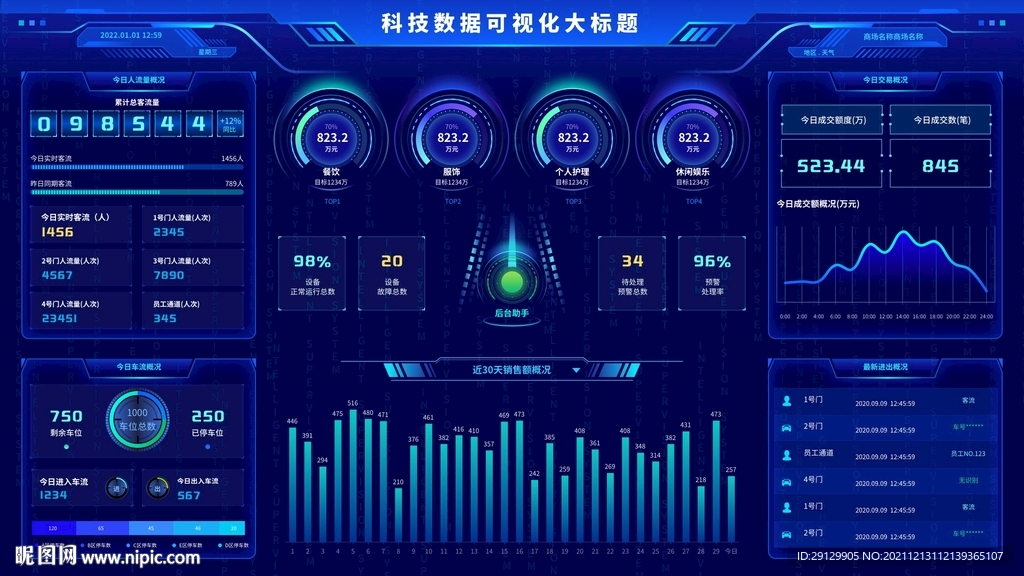科技蓝大数据可视化统计UI后台