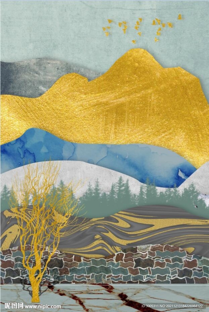 晶瓷画抽象画山水风景画