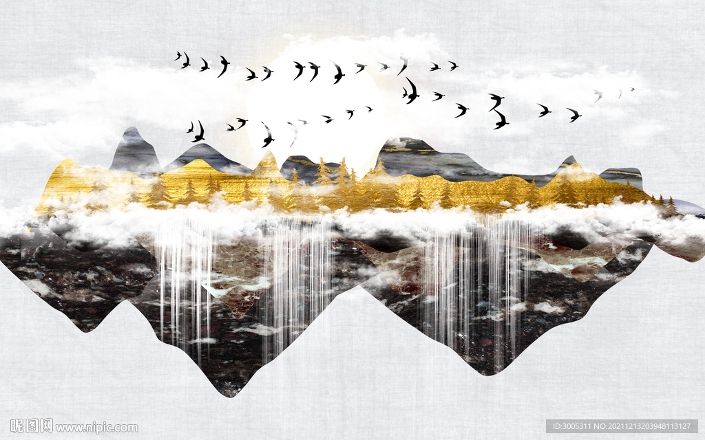 晶瓷画抽象画山水风景画