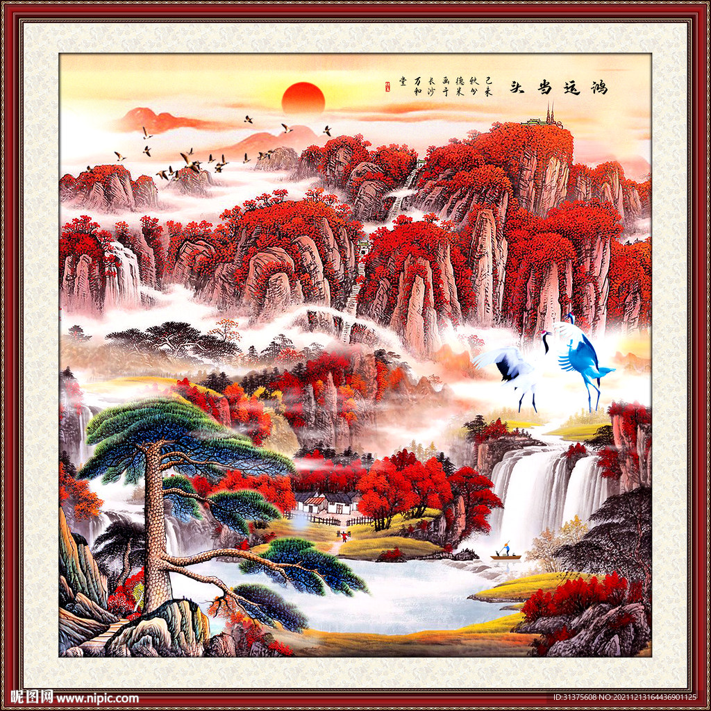 五岳独尊鸿运当头泰山装饰画