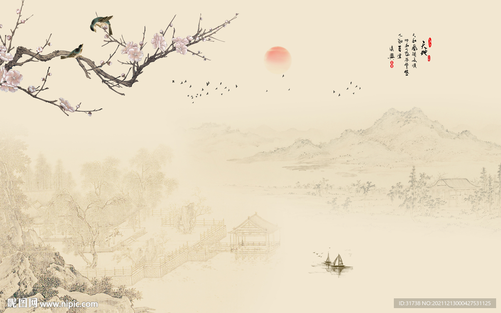 花鸟背景墙