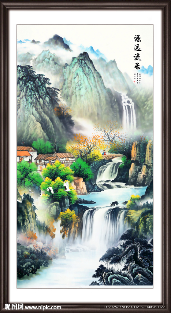 竖幅山水画 