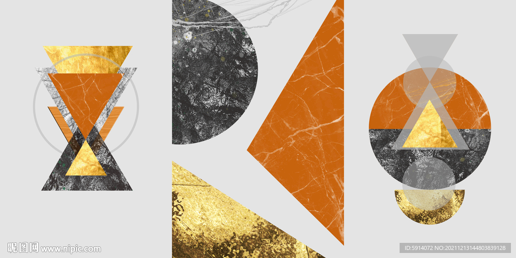 晶瓷画 抽象画 三联画