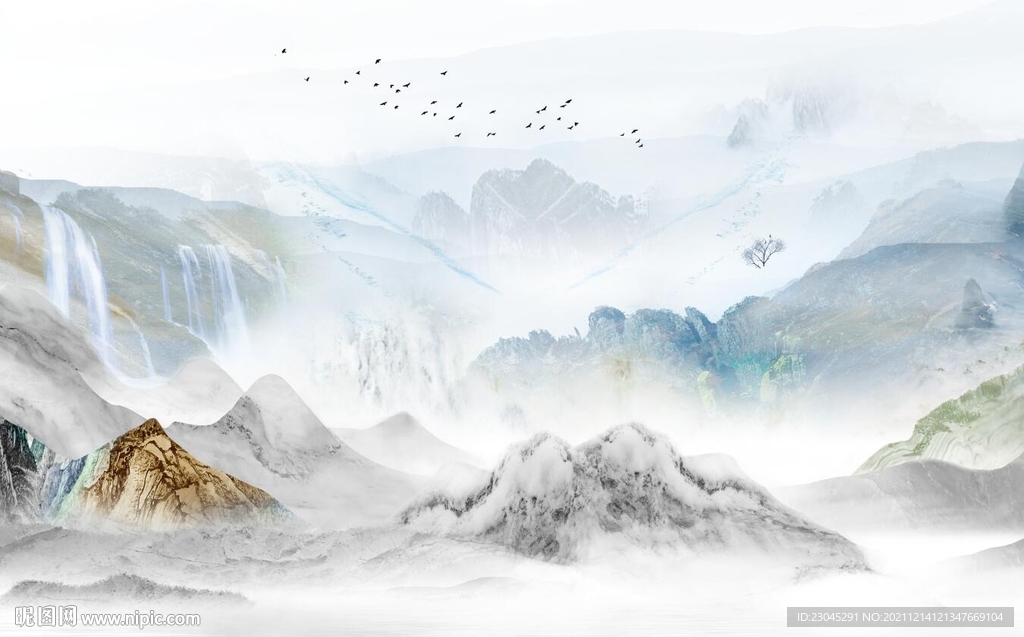 高山流水新中式背景墙