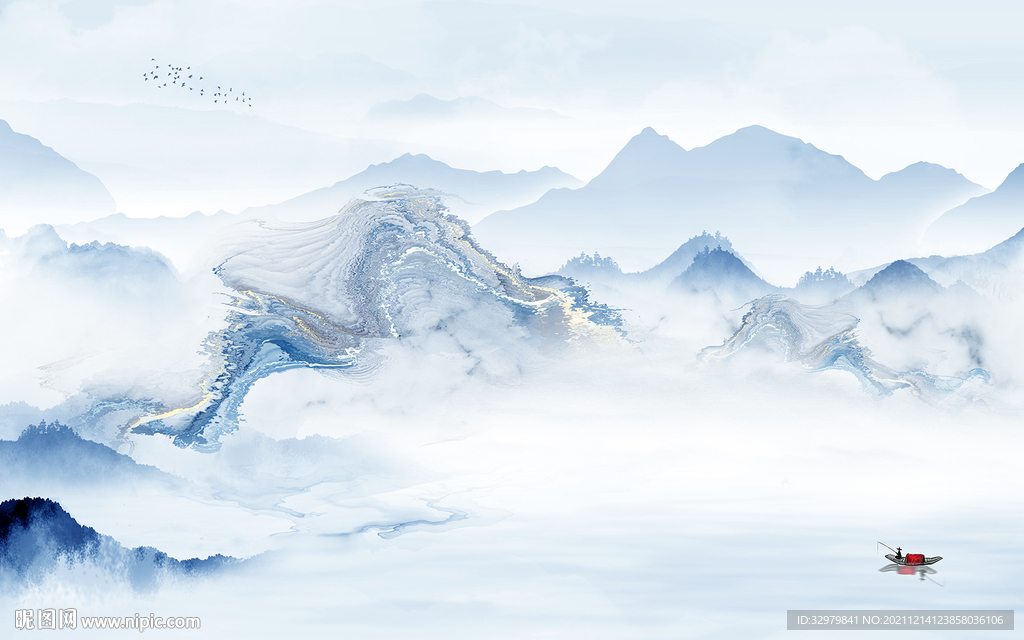 高清 新款背景山水 TIF分层