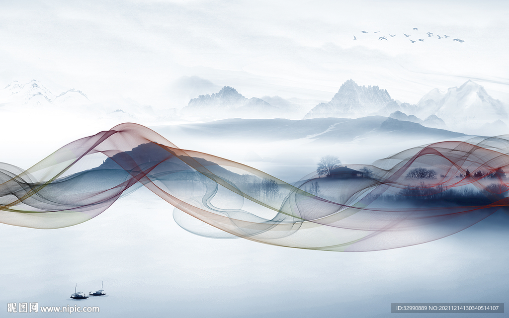 新款意境山水新画 TIF分层