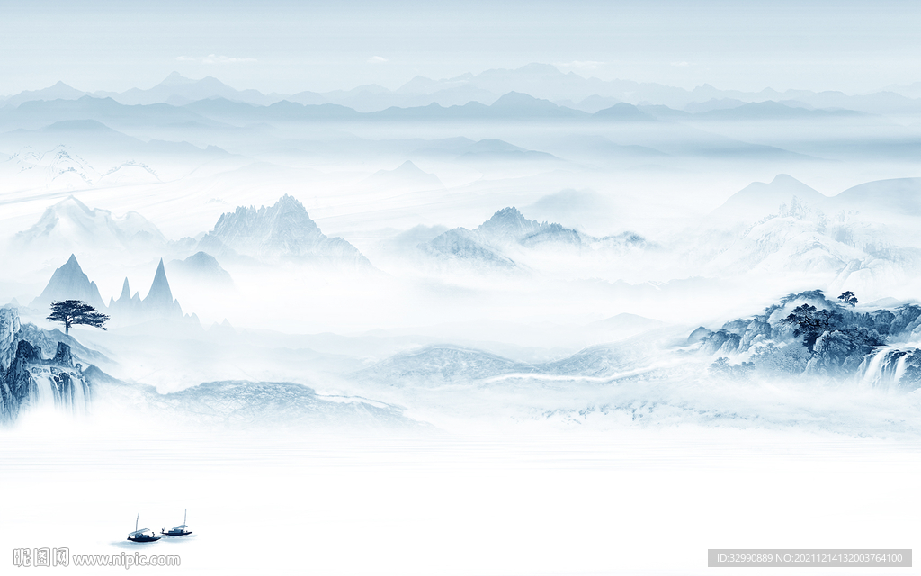 最新意境山水新画 TIF分层