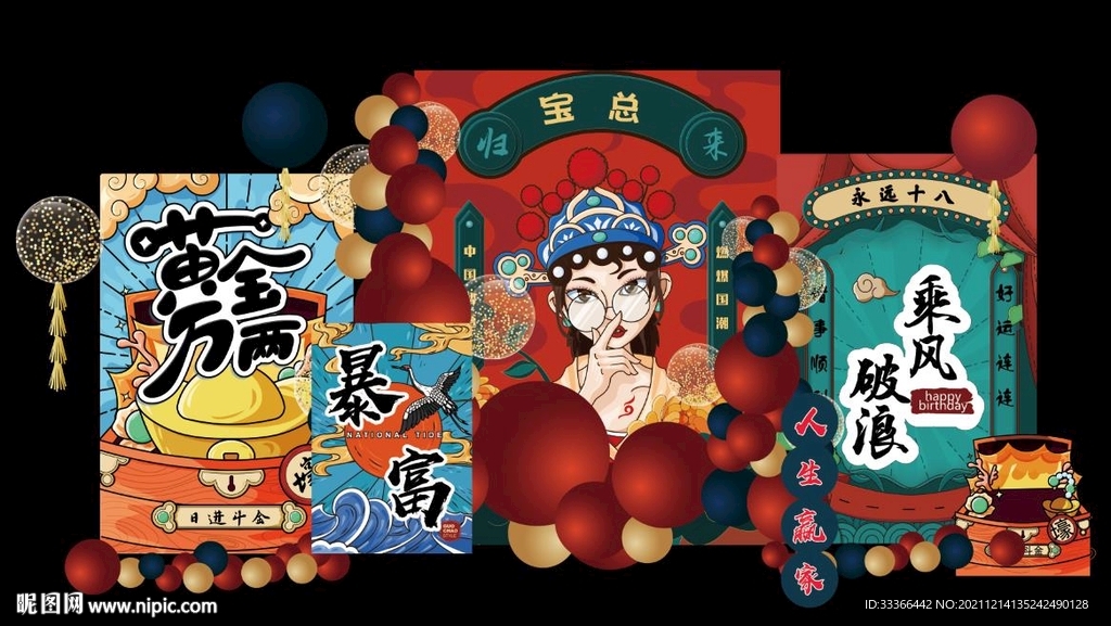 中式喜庆生日背景