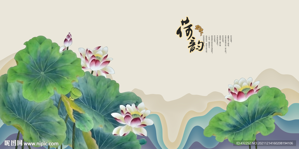 荷花国画