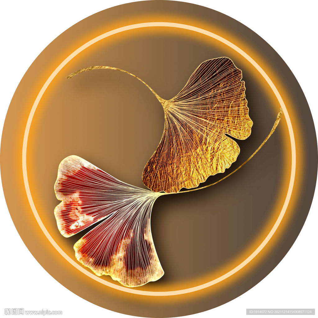 晶瓷画抽象画光影画杏叶