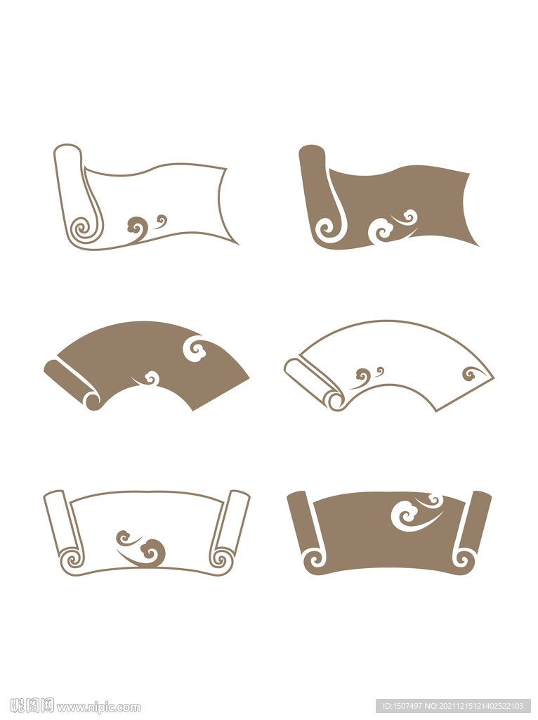 中国风中式祥云花纹古典卷轴边框