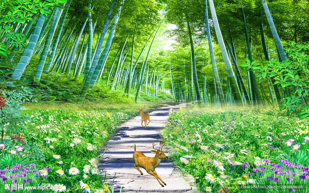 3d竹林背景墙