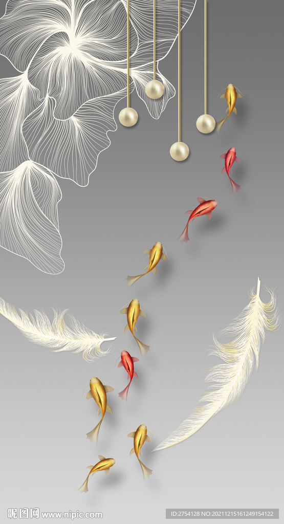 晶瓷画线条抽象画玄关羽毛